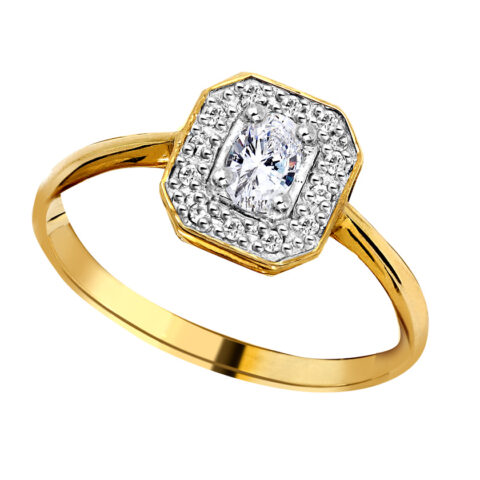 9ct Ladies Ring Rectangular Microset