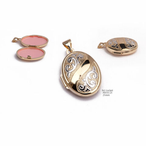 9ct Oval Locket With Design 21mm