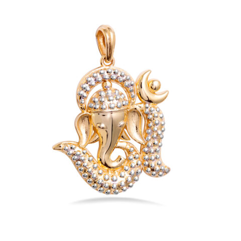 GANESHA PENDANT 9CT DOTS 24MM