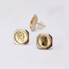9CT STUD COIN HEX FRAME 12mmx12mm