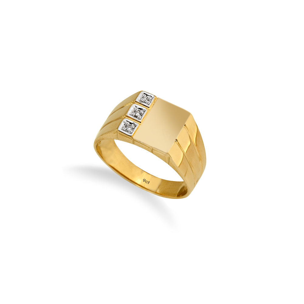 9ct Gents Diamond Rect Ring