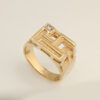 9ct Gents Castle Ring With Cubic Zirconia