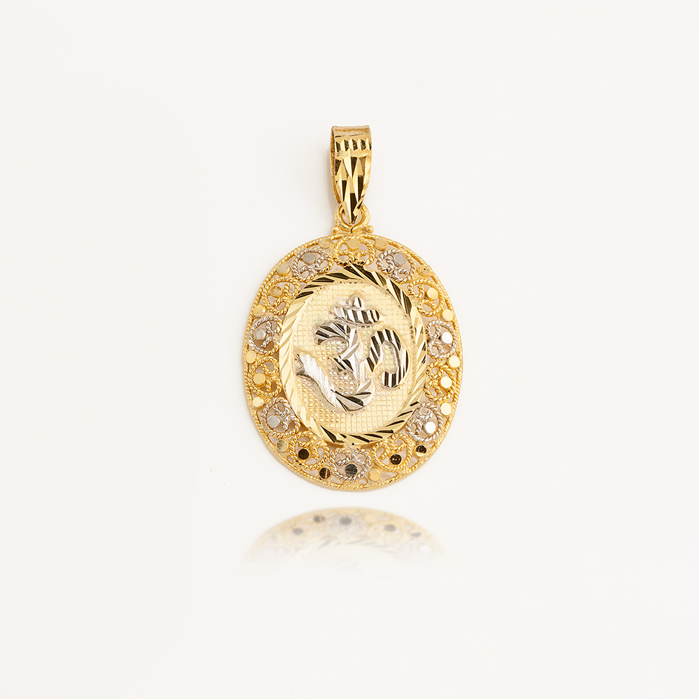 9ct Hindi Aum Oval Filigree Pendant 25mmx21mm